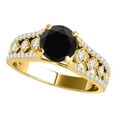 thumbnail image 1 of Aonejewelry 1.35 Ct. Halo Unique Design Black Diamond Engagement Ring Crafted In 14k Solid Yellow Gold, 1 of 4