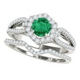 thumbnail image 1 of Aonejewelry 1.35 Ct. Ttw Halo Emerald and Diamond Bridal Set In 14k White Gold, 1 of 4