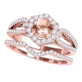 thumbnail image 1 of Aonejewelry 1.35 Ct. Ttw Halo Morganite and Diamond Bridal Set in 14k Rose Gold, 1 of 4