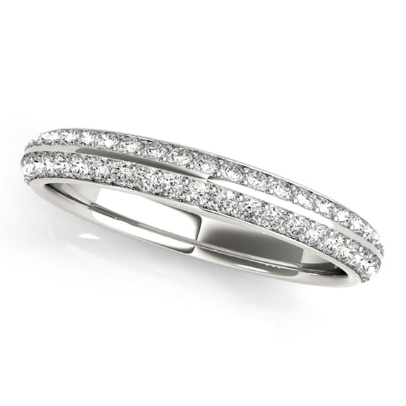 Aonejewelry 1/4 Ct Round Diamond Unique Hand-Crafted Wedding Band In 10K Solid White Gold