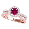 thumbnail image 1 of Aonejewelry 1.40 Carat Halo Ruby-Diamond Engagement Ring In 14k Solid Rose Gold, 1 of 3