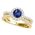 thumbnail image 1 of Aonejewelry 1.40 Carat Halo Sapphire-Diamond Engagement Ring In 14k Solid Yellow Gold, 1 of 3