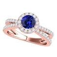 thumbnail image 1 of Aonejewelry 1.40 Carat Halo Tanzanite-Diamond Engagement Ring In 14k Rose Gold, 1 of 3