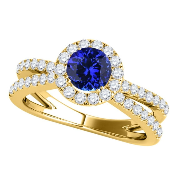 Aonejewelry 1.40 Carat Halo Tanzanite-Diamond Engagement Ring In 14k Yellow Gold