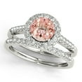 thumbnail image 1 of Aonejewelry 1.40 Ct. Halo Morganite and Diamond Bridal Set In 14k White Gold, 1 of 2