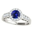 thumbnail image 1 of Aonejewelry 1.40 Ct. Halo Tanzanite and Diamond Engagement Ring In 14k White Gold, 1 of 4