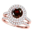 thumbnail image 1 of Aonejewelry 1.45 Carat Ttw Halo Created Ruby and Diamond Bridal Set In 14k Rose Gold, 1 of 4