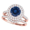 thumbnail image 1 of Aonejewelry 1.45 Carat Ttw Halo Sapphire and Diamond Bridal Set In 14k Rose Gold, 1 of 4