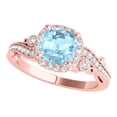 thumbnail image 1 of Aonejewelry 1.50 Carat Cushion Cut Aquamarine In Center and White Diamond On Side Engagement Ring Women Crafted In 10K Solid Rose White Yellow Gold, 1 of 7