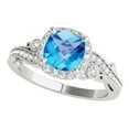 thumbnail image 1 of Aonejewelry 1.50 Carat Cushion Cut Blue Topaz In Center and White Diamond On Side Engagement Ring Women Crafted In 10K Solid Rose White Yellow Gold, 1 of 7