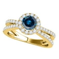 thumbnail image 1 of Aonejewelry 1.50 Carat Halo Blue-Diamond Engagement Ring In 14k Solid Yellow Gold, 1 of 3