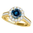 thumbnail image 1 of Aonejewelry 1.50 Ct. Halo Blue Diamond Engagement Wedding Ring In 14k Solid Yellow Gold, 1 of 4
