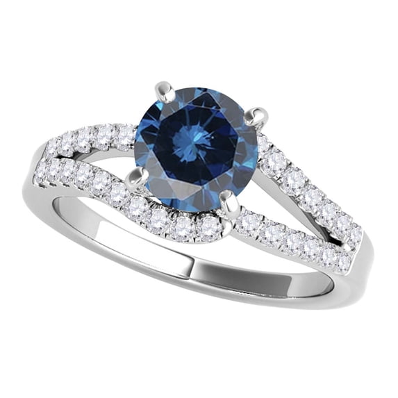 Aonejewelry 1.50 Ct. Ttw Blue Diamond Halo Engagement Ring In 14K White Gold