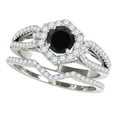 thumbnail image 1 of Aonejewelry 1.50 Ct. Ttw Halo Black Diamond Bridal Set in 14k White Gold, 1 of 4