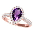 thumbnail image 1 of Aonejewelry 1.55 Ct. Ttw Diamond and Pear Shaped Amethyst Ring in 10K Rose Gold, 1 of 4
