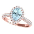 thumbnail image 1 of Aonejewelry 1.55 Ct. Ttw Diamond and Pear Shaped Aqumarine Ring in 10K Rose Gold, 1 of 4