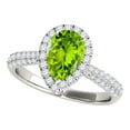 thumbnail image 1 of Aonejewelry 1.55 Ct. Ttw Diamond and Pear Shaped Peridot Ring in 10K White Gold, 1 of 4