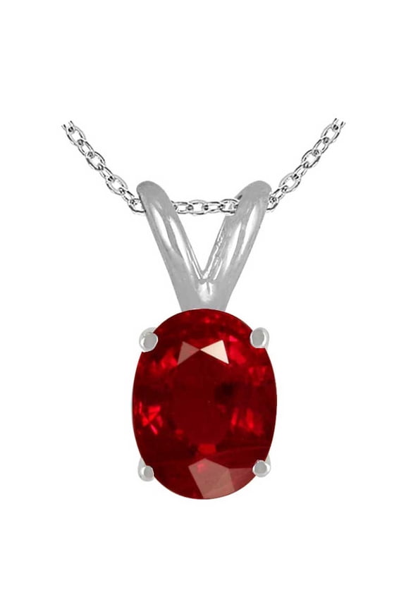 1.70Ct Oval Ruby Pendant in 14k White Gold