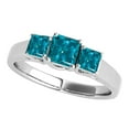 thumbnail image 1 of Aonejewelry 1 Carat Blue Dimaond Princess Cut 3 Stone Brilliant Diamond Enagagement Wedding Ring Crafted In 10K Solid Rose White and Yellow Gold For Woman, 1 of 7