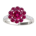 thumbnail image 1 of Aonejewelry 1 Carat Halo Created Ruby Diamond Engagement Ring In 14k Solid White Gold, 1 of 4