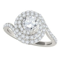 Aonejewelry 1 Carat Halo Diamond Dome Shaped Engagement Ring In 14k White Gold