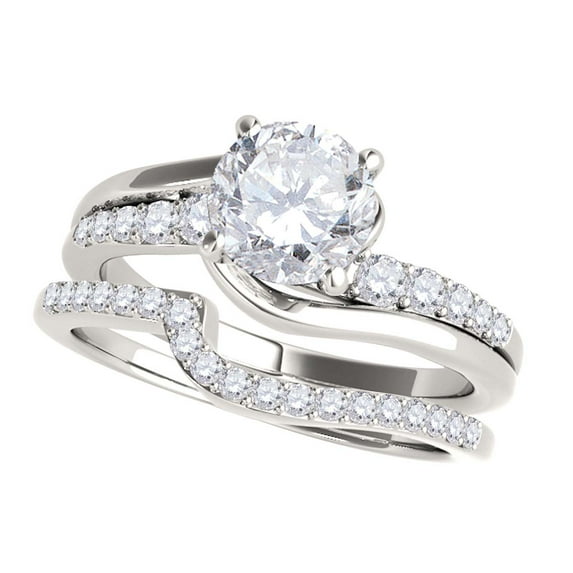 Aonejewelry 1 Carat Halo Hand-Crafted Diamond Engagement Bridal Ring Set 14K Solid White Gold