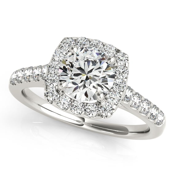Aonejewelry 1 Carat Halo Round Diamond Hand-Crafted Engagement Ring In 14k White Gold