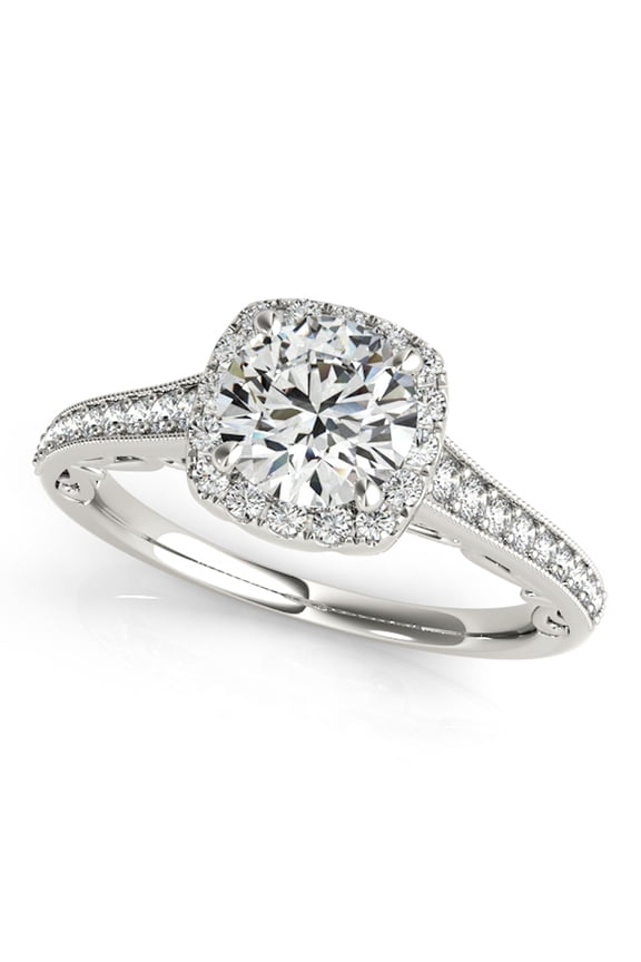 1 Ct Halo Round Diamond Engagement Ring In 14k White Gold