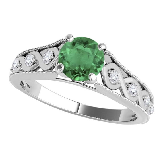 Aonejewelry 1 Ct. Halo Unique Design Emerald and Diamond Engagement Ring Crafted In 14k Solid White Gold