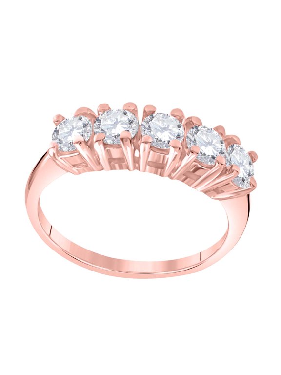 1 Ct. Ttw Diamond Classic Five Stone Ring In 10K Rose Gold