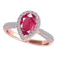 thumbnail image 1 of Aonejewelry 1 Ct. Ttw Diamond and Pear Shaped Created Ruby Ring In 10K Rose Gold, 1 of 4