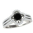 thumbnail image 1 of Aonejewelry 1 Ct. Ttw Glitzy Halo Black Diamond Wedding Engagement Ring In 14k Solid White Gold, 1 of 4