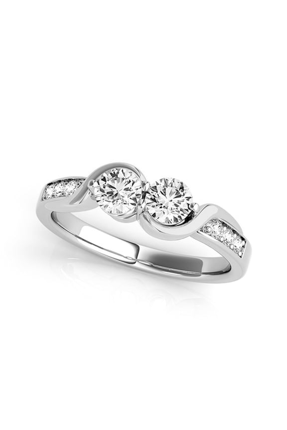 1 Ct Two Stone Diamond Engagement Ring 14K White Gold