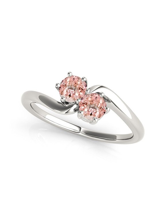 1 Ct. Two Stone Morganite Engagement Ring Crafted In 10k White Gold