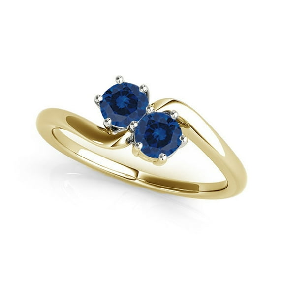 Aonejewelry 1 Ct. Two Stone Sapphire Engagement Ring Crafted In 10k Yellow Gold