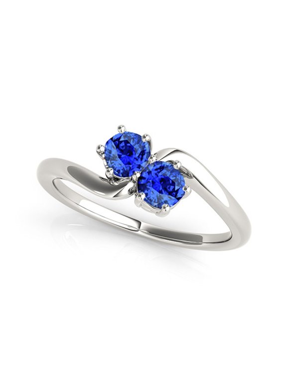 1 Ct. Two Stone Tanzanite Engagement Ring Crafted In 10k White Gold