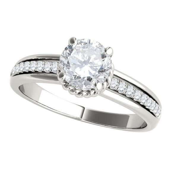 Aonejewelry 10K White Gold 0.75 Carat Halo Diamond Embellished Engagement Ring