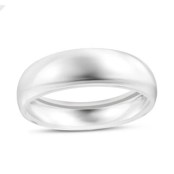 Aonejewelry 14K Solid White Gold 6MM Plain Men's and Women's Wedding Band Ring, 7