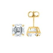 Aonejewelry 1.00 Ct Asscher Cut White Moissanite Push Back Studs Earrings in 14K Solid Yellow Gold