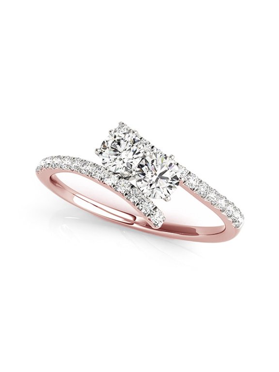 14k Rose Gold 0.75ct TDW Diamond Two Stone Ring