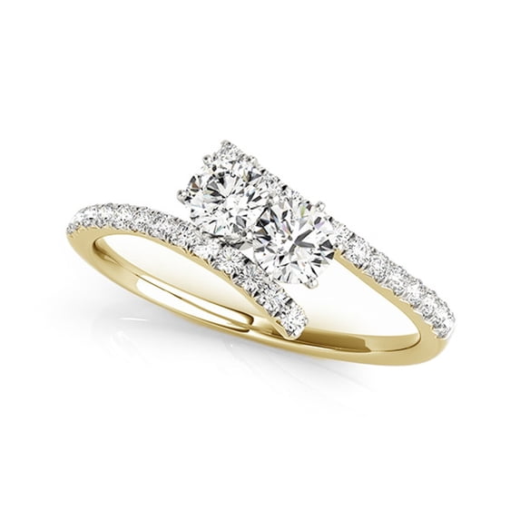 Aonejewelry 14k Yellow Gold 1/2ct TDW Diamond Two Stone Ring