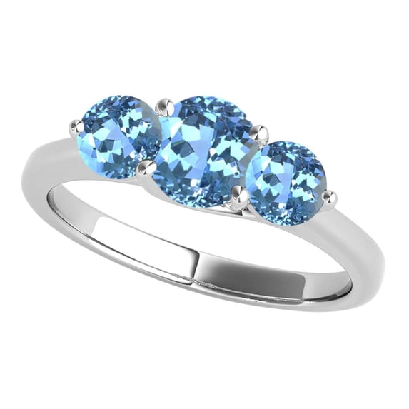 Aonejewelry Women's 2.25 Carat Three Stone Topaz Ring in 10k White Gold
