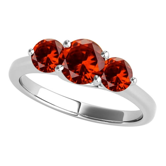 Aonejewelry Women's 2.25 Carat Three Stone Garnet Ring in 10k White Gold