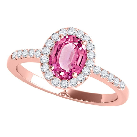 Aonejewelry 2.45 Ct. Ttw Diamond and Oval Shaped Pink Topaz Ring in 10K Rose Gold