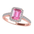 thumbnail image 1 of Aonejewelry 2.50 Ct. Ttw Diamond and Emerald Shaped Pink Topaz Ring in 10K Rose Gold, 1 of 4