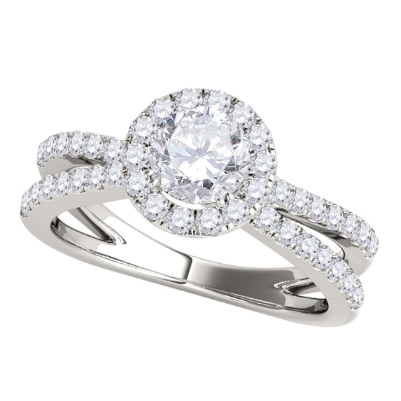 Aonejewelry 3/4 Carat Halo Diamond Engagement Ring 14K Solid White Gold