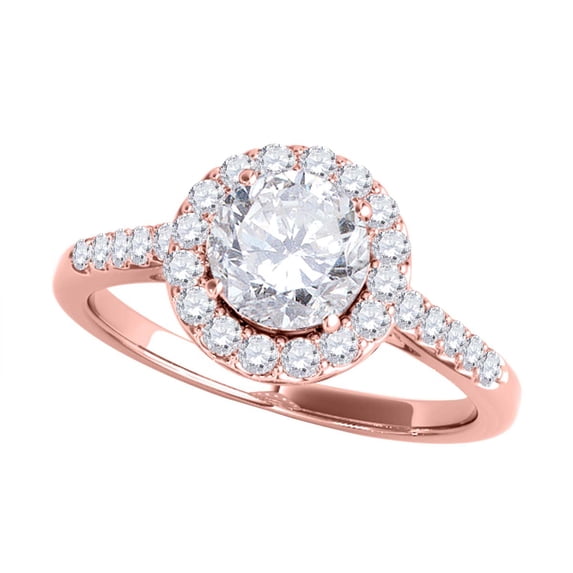 Aonejewelry 3/4 Ct Halo Daimond Engagement Ring 14K Solid Rose Gold