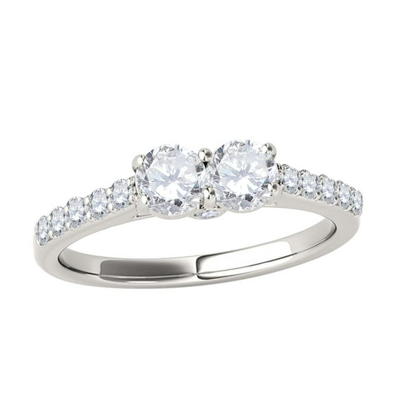 Aonejewelry 3/4 Ct Two Stone Diamond Ring 14K White Gold