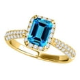 thumbnail image 1 of Aonejewelry 3.40 Ct. Ttw Diamond and Emerald Shaped Blue Topaz Ring in 10K Yellow Gold, 1 of 4
