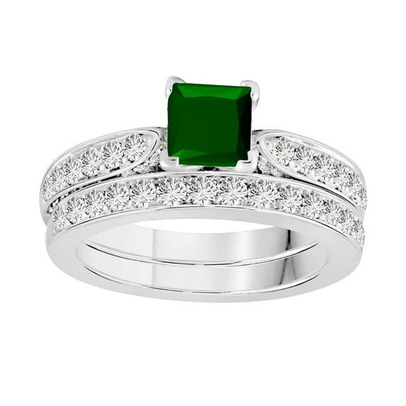 Aonejewelry Engagement Rings for Women Emerald and Diamond Ring 14K Solid Rose, White & Yellow Gold ( 2.15 Carat )